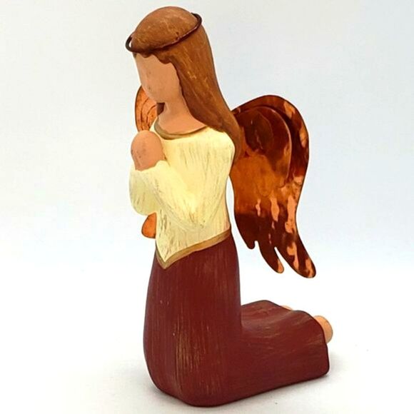 Gentle Souls Handcrafted 2006 The Blessing Copper Winged Angel Figurine - Picture 3 of 10